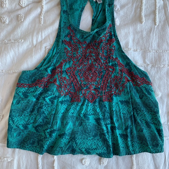 Forest green and dark red boho hippie crop top - Picture 6 of 6